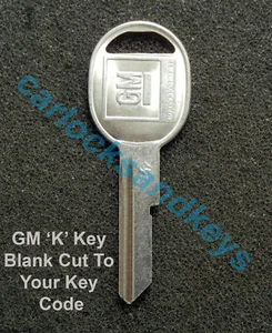 1970, 78, 82 Buick Skylark OEM GM 'K' Key Blank Cut To Your Key Code - Picture 1 of 1