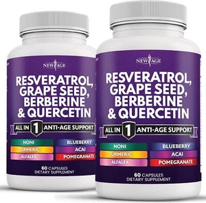 Resveratrol, Berberine, Grape Seed Extract, Quercetin 120 Capsules!! - Picture 1 of 7