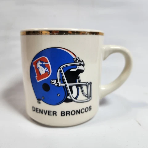 Denver Broncos Vintage NFL Coffee Mug Cup Retro Helmet Logo Super Bowl XXI 1987 Cover