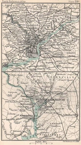 Environs of Washington DC & Philadelphia. BARTHOLOMEW 1904 old antique map - Picture 1 of 1