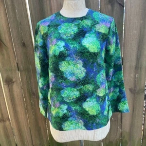 FRANCES VALENTINE Night Shade SKY BLOUSE 100% Silk S - Picture 1 of 8