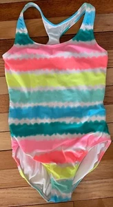 Gap Kids One Piece Swimsuit Girls XXL Pink Striped Swim Beach Vacation Colorful - Picture 1 of 2