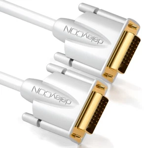 deleyCON 2m DVI Kabel Dual Link 24+1 HDTV 2560x1080 FULL HD DVI-D Monitor Weiß - Bild 1 von 7