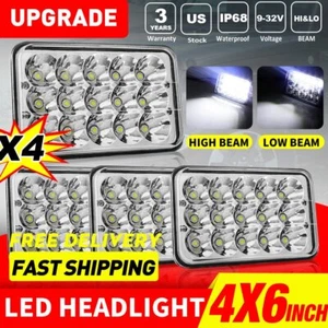 4x 4x6'' LED Headlights Hi-Lo Sealed Beam Lamp for Peterbilt Kenworth T800 W900 - Foto 1 di 14