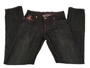 Coogi Girl's Black Wash Embroidered Multi-Color Lettered Denim Jeans Size 14 - Picture 1 of 11