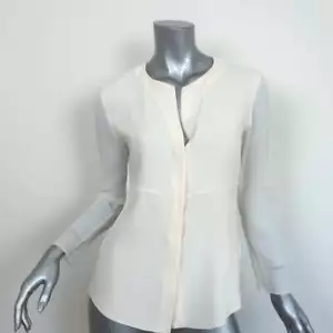Blusa Narciso Rodríguez Marfil Paneles Satén Seda Talla 42 Mangas Largas Top - Imagen 1 de 9