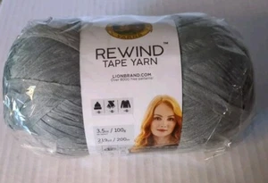 Lion Brand Yarn Rewind Bulky Tape Yarn, Artic Ice - Picture 1 of 6