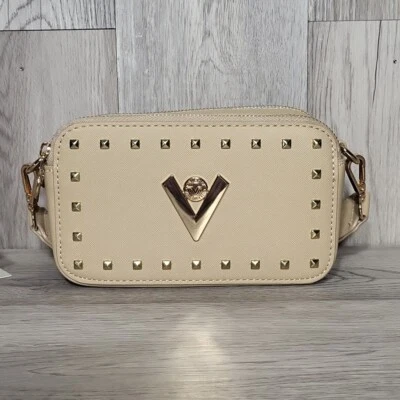 Valentino Orlandi Taupe Small Camera Bag Studded Crossbody Vegan Leather NEW - Image 1 of 4