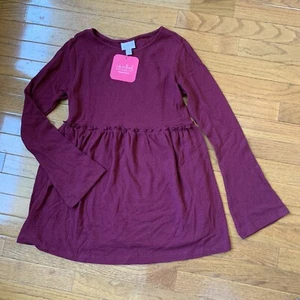 Isabel Maternity Womens Burgundy Round Neck Long Sleeve Pullover Tunic Top Sz XS - Picture 1 of 5