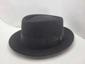 GUERRA 1855 GE PORKPIE FUR FELT HAT BLACK MADE IN ITALY - Picture 1 of 8