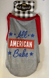 Camiseta Woof Pet Dog Gráfica “All American Babe” Verano Talla XL 20” cuello a cola - Imagen 1 de 7