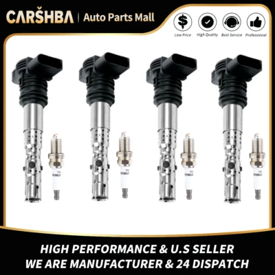 Ignition Coil+spark plug for 2001-2006 AUDI TT A3 A4 Quattro VW 1.8L UF411 UF437 - Image 1 of 4