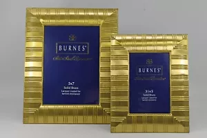 2 Burnes State Street Solid Brass Lacquered Gold Photo Picture Frames 5x7 3.5x5 - Picture 1 of 8