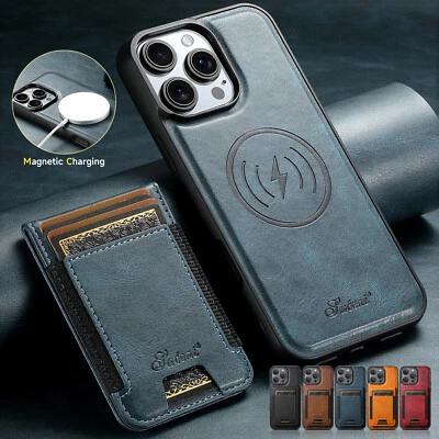 Magnetic Mag Safe Case Detachable Card Wallet For iPhone 16 Pro Max 15 14 13 12 - Image 1 of 4
