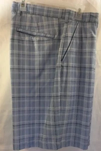 Pebble Beach Performance Mens Golf Shorts Size 36 Flat Front Blue White Black - Picture 1 of 7