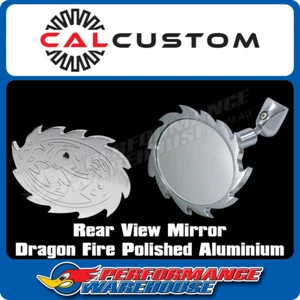 Cal Custom Dragon Fire Rear View Interior Mirror Polished Aluminium - Picture 1 of 5