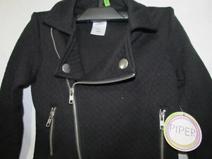 Mädchen XS 4/5 Jacke Mantel Sweatshirt schwarz Reißverschluss ungefüttert Langarm Taschen - Bild 1 von 3