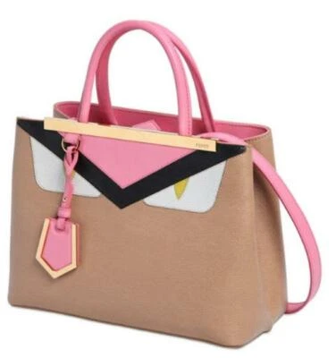Fendi Tote Bag Petite Monster 2jours Tan Saffiano Leather Satchel - Image 1 of 4