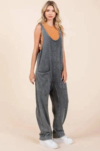 Salopette Mittoshop Minerale Lavata Cinghia Regolabile Cami Grigio Antracite - Foto 1 di 5