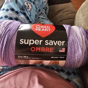 Red Heart Super Saver Ombre Yarn-Violet - Picture 1 of 2