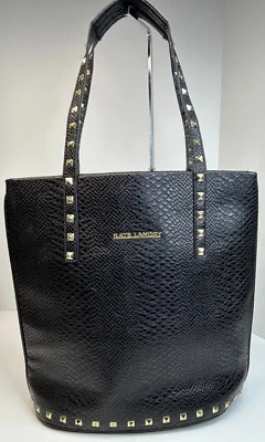 Bolso de Mano Kate Landry Mediano Negocios Negro Piel de Serpiente Cuero Vegano Repujado Limpio Foto 1 de 4