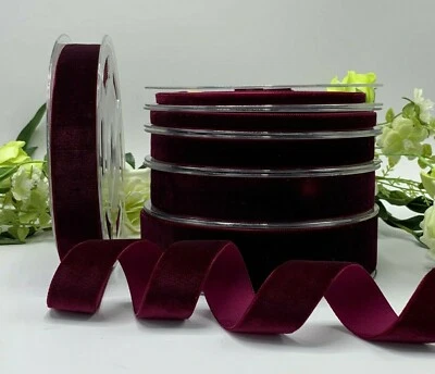 Burgundy velvet ribbon berry wine choker thin wide wedding bow Christmas bow - Image 1 of 2