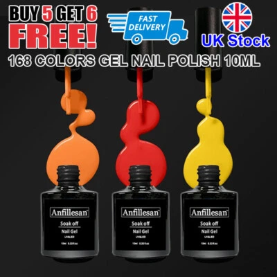 Anfillesan Gel Nail Polish UV LED Soak Off Black White Pink No Wipe Gel Top Coat