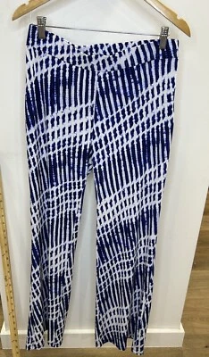 Michael Michael Kors Pants Semi-sheer White Blue Wide Leg Size 8 - Image 1 of 4