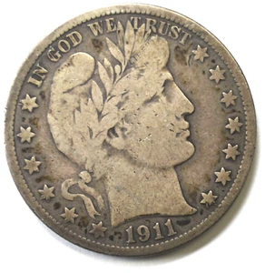 Medio dólar de plata barbero 1911 S 50c cincuenta centavos Estados Unidos San Francisco - Imagen 1 de 3
