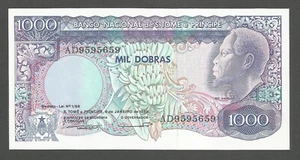 Saint Thomas & Prince 1000 Dobras; 4.1.1989; UNC; P-62; BNB-B218; Cocoa pods - Picture 1 of 2