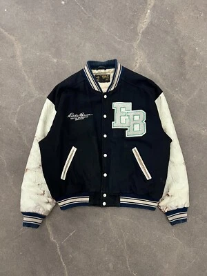 Vintage 1980's/1990's Eddie Bauer Leather & Wool Letterman Varsity Jacket XL - Image 1 of 4
