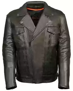 Milwaukee Leather Men's Utility Pocket Motorcycle Jacket - LKM1760. MEDIUM - Picture 1 of 2