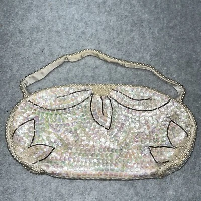 Vintage La Regale Made in Japan of American Sequins Evening Bag Purse Pearl - Image 1 of 4