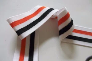 Braid Trim Orange/Black/White 5 stripe 2" wide, per yard, school,cheer,uniform - Picture 1 of 3