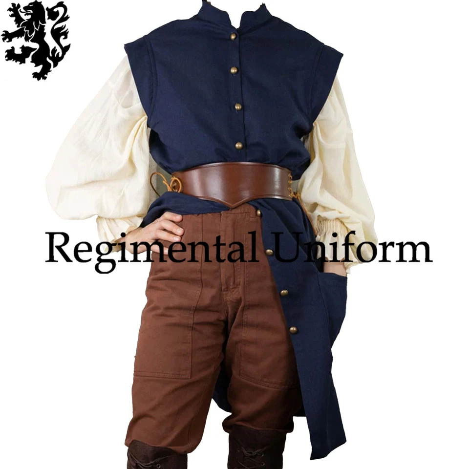 Chaleco Capitán Pirata para Halloween Inspirado en Jack Sparrow Caribe Azul Marino Chaleco Foto 1 de 4