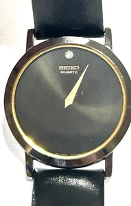 Rare Vintage Seiko 5Y94-8029 Black Dial Diamond Mens Dress Watch - Picture 1 of 10