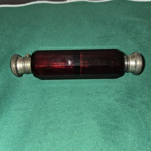 Antiker viktorianischer Duftflakon 2-seitig rubinrot Glas 20er Jahre  - Bild 1 von 21