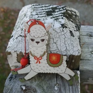 Lasergeschnittenes Holz Weihnachtslama Ornament - Bild 1 von 5