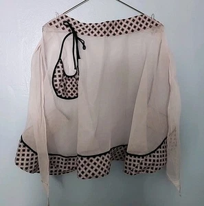 Grembiule vintage, semi trasparente bianco e rosa pallido e nero tasca singola anni 50 60 retrò - Foto 1 di 3