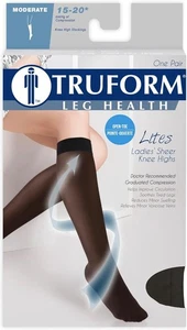 Truform Sheer Compression Stockings, 15-20 mmHg, Women's Knee High Length - Picture 1 of 8