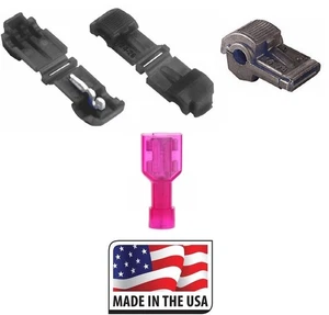 25 Sets Black Tee Tap and Male Quick Connector Terminal 22-26 Ga AWG T-Tap USA - Picture 1 of 1