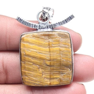 Pendant Tiger's Eye Drusy Gemstone Valentine'Day Gift Silver Jewelry 2" - Picture 1 of 7