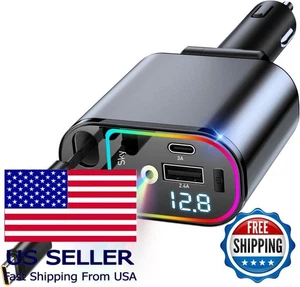 Chargeur Voiture Rétractable 4 en 1 120W, Chargeur USB Rapide pour Téléphones/Tablettes, Gris - Photo 1 sur 7