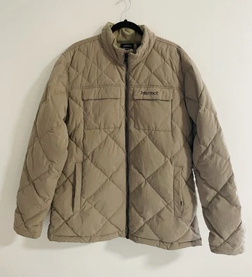 Marmot Insulated Quilted 600 Duck Down Full Zip Puffer Jacket - Tan, Size XL - Image 1 of 4