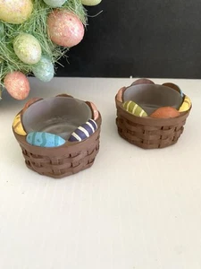 Blossom Bucket Set Of 2 Mini Easter Basket Candle Votive Holders Candy Suzi - Picture 1 of 11