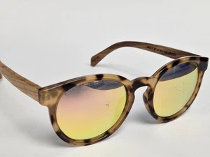 Blue Planet Wood Brown Polarized Designer Wrap Sunglasses  - Picture 1 of 7