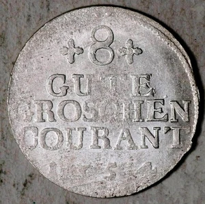 1754 MECKLENBURG-SCHWERIN DEUTSCHLAND SILBER 8 GUTE GROSCHEN COURANT (FAST UNZ!) - Bild 1 von 2