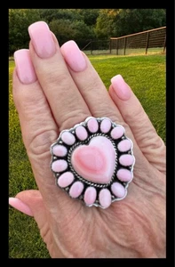 NAVAJO~LARGE~PINK CONCH~CLUSTER~❤️HERZ~RING~ELOUISE RICHARDS - Bild 1 von 10