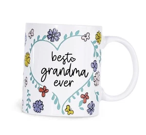 Gifts for Grandma Coffee Cup 11Oz Hand-painted 3D Flower Best Grandma Ever Mug - Picture 1 of 7