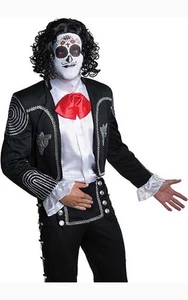 DAY OF THE DEAD MALE ADULT MENS MASK & WIG HALLOWEN COSTUME ACCESSORY - Imagen 1 de 2